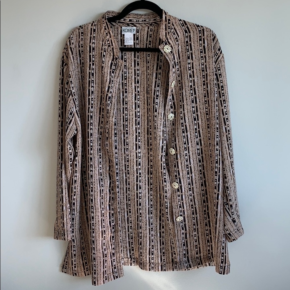 Tribal vintage button down top / light blazer